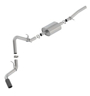 borla 2019 silv/sierra c/b exh s-type 1500 5.3l v8 2dr reg. cab, std. bed wb 126 blk chrome tip 140805bc