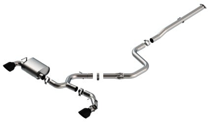 borla 19-20 hyundai veloster n 2.0l i4 mt fwd 2dr 3in atak catback exhaust w/ black chrome tips 140832bc