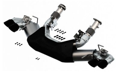 borla 2020 chevrolet corvette c8 6.2l s-type exhaust system dual round rolled a/c black chrome tips 140838bc
