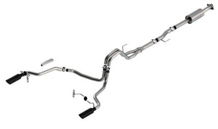 borla f-150 2021 2.7l/3.5l 4dr cc sb ec stb lar/kingr/plnum/ltd 3/2.25 sre cb s-type blk chr tips 140863bc