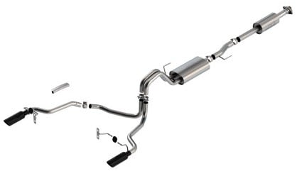 borla f-150 2021 5.0l 4dr cc sb ec stb lariat/kr/pltm/ltd 3/2.25 sre cat-back touring black chr tips 140865bc