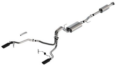 borla f-150 2021 3.3l cc sb ec stb xl/xlt/lariat/kr/plnm/ltd 3/2.25 sre cat-back atak black chr tips 140879bc