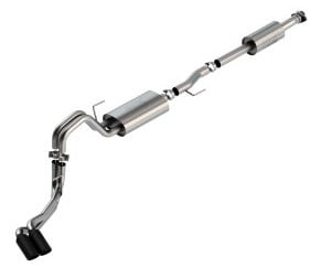 borla f-150 2021 3.3l cc sb ec stb xl/xlt/lariat/kr/plnm/ltd 3/2.25 dse cat-back atak black chr tips 140881bc