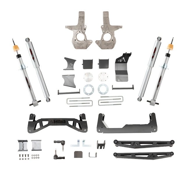 belltech 16-18 chevrolet silverado / gmc sierra 1500 4wd 7in suspension lift kit w/ shocks 150203tp