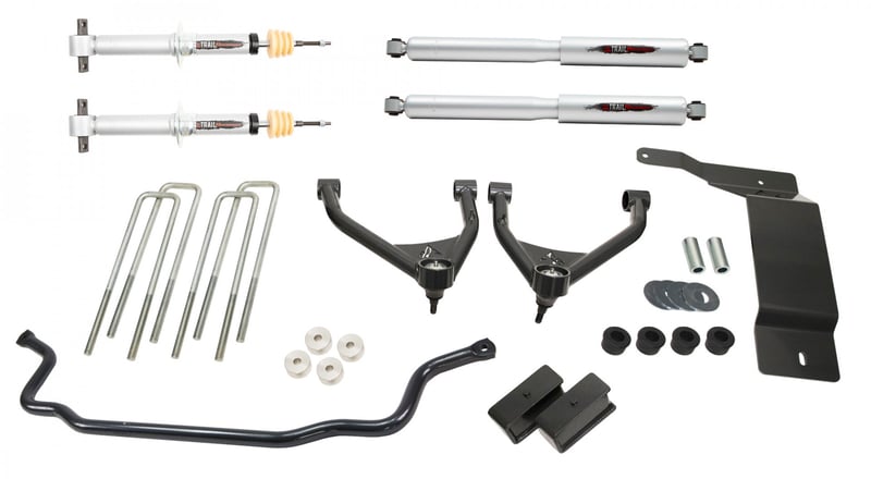 belltech 07-13 silverado / sierra 1500 4wd ext & crew cab 4in trail perf lift kit w/ front sway bar 150207tps