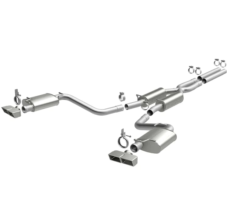 magnaflow 11-13 dodge challenger v6 3.6l dual split rr exit ss cat back perf exh (quad sq tips) 15130