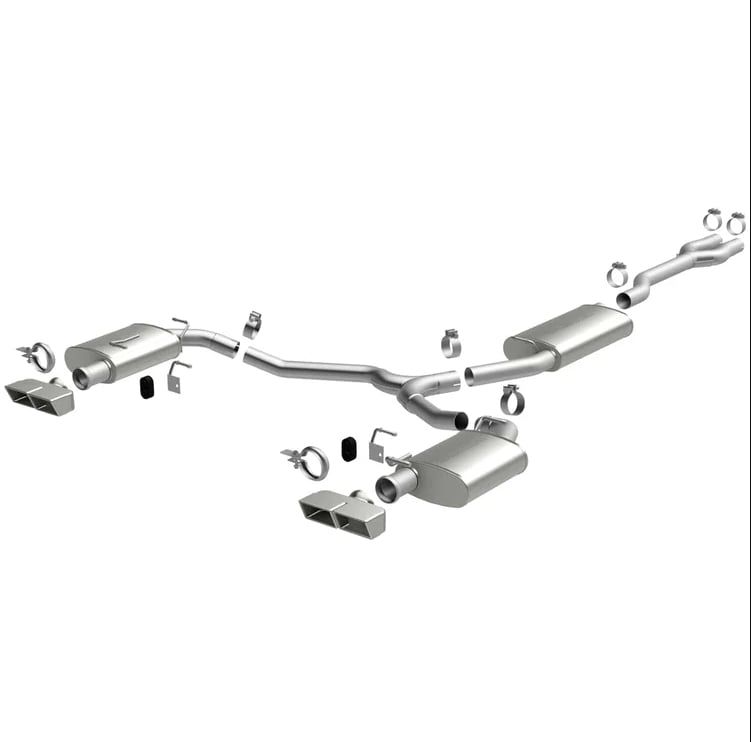 magnaflow 09-10 dodge challenger v6 3.5l quad split rear exit ss cat-back performance exhaust system 15131