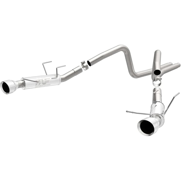 magnaflow 2014 ford mustang v6 3.7l comp series dual split rear polished stainless c/b perf exhaust 15245