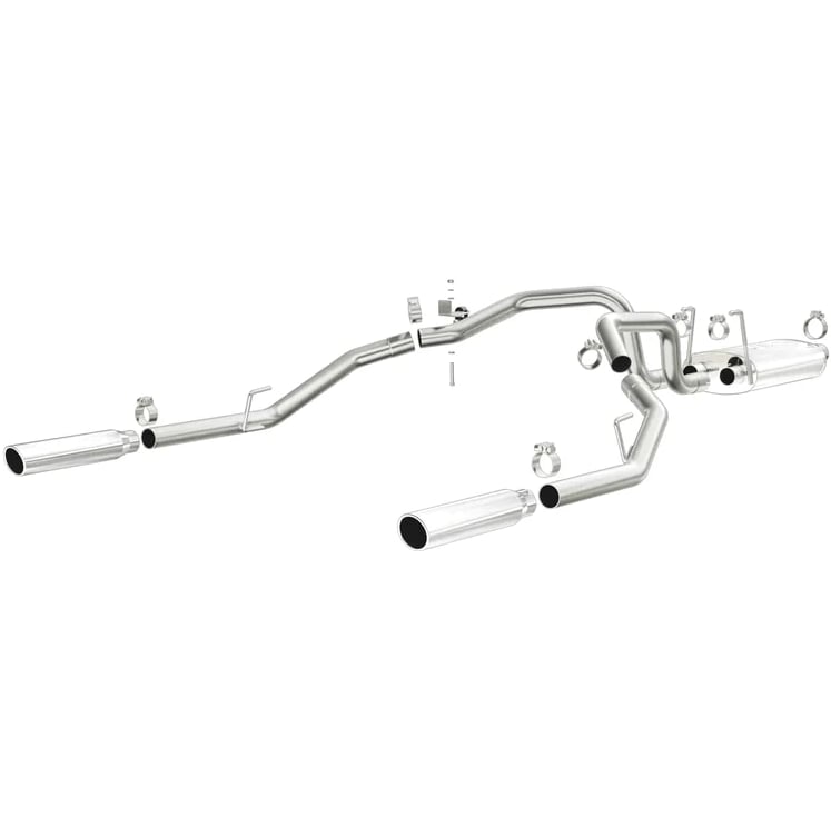 magnaflow 09-13 dodge ram 1500 v6 3.6l dual spilt rear exit polished stainless c/b perf exhaust 15249