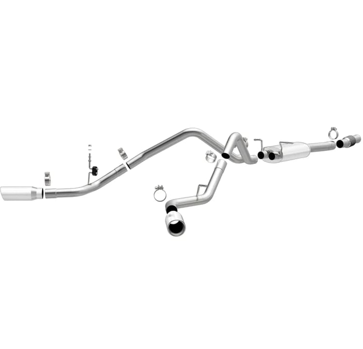 magnaflow 14 chev silverado v8 5.3l sc dual split rear behind rr tire exit ss cat back perf exhaust 15279