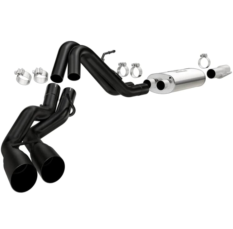 magnaflow sys cat-back 10-14 ford raptor 6.2l v8 2.5/3in black dual same side exit rear 3.5 tips 15366