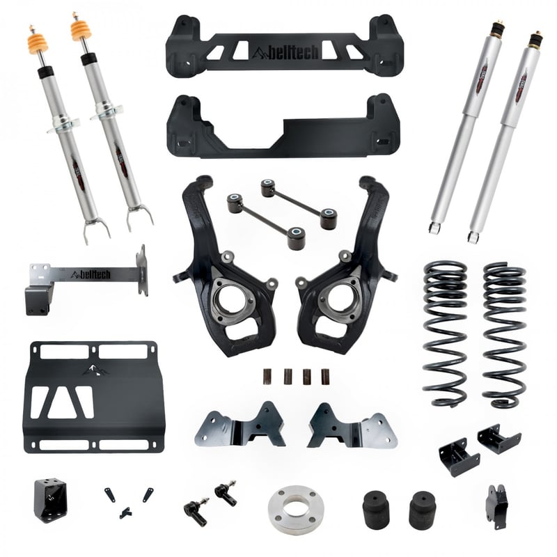 belltech 19-21 ram 1500 4wd all cabs 6in-8in lift kit w/ front/rear trail performance shocks 153712tp