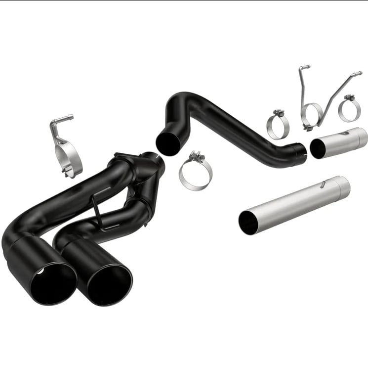 magnaflow 13--18 dodge ram 2500/3500 6.7l dpf-back black 4in dual single passenger side rear exit 17070