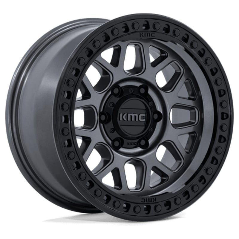 17x9 kmc km549 grs gloss gunmetal w/ gloss black lip 5x150 18mm