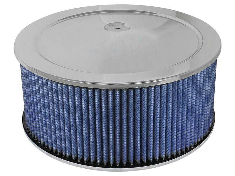 afe magnumflow air filters round racing p5r a/f chrome assy 14x6: blk/blue e/m 18-21404