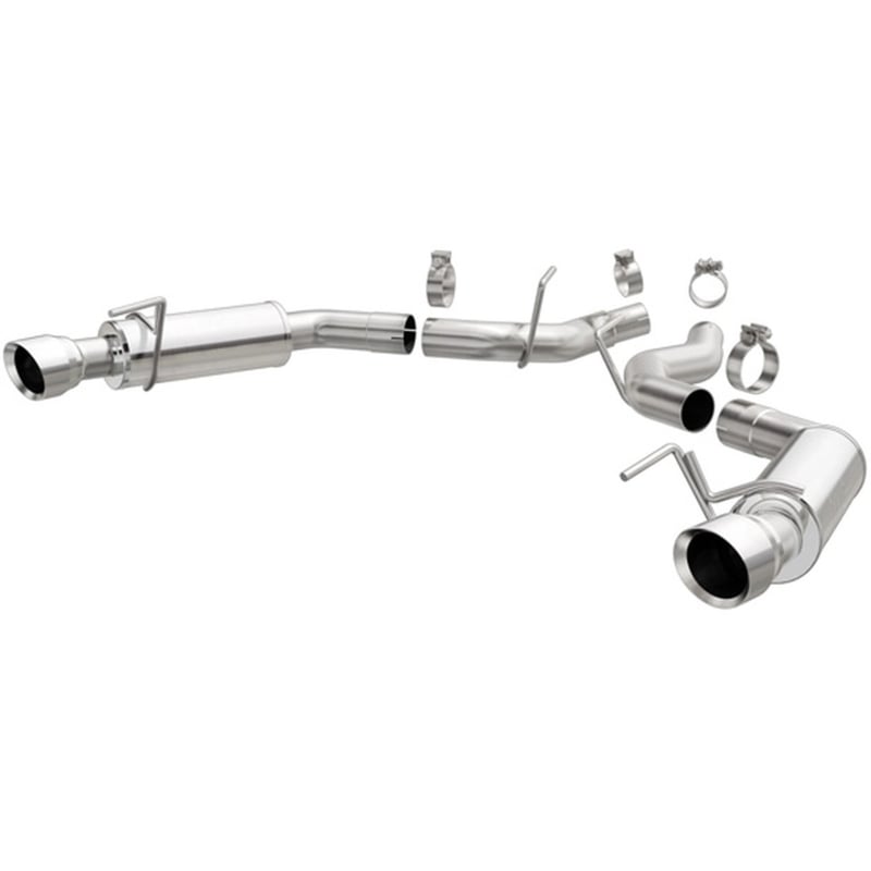 magnaflow 2015-2017 ford mustang gt v8 5.0 axle back, ss, 3in, competition, dual split polished 4.5in tip 19103