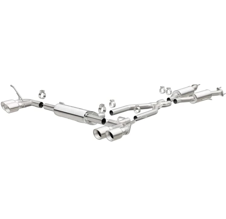 magnaflow cat back, ss, 2.5in, quad split polish 4in tip 14-21 jeep grand cherokee 3.6l/5.7l v6/v8 19193