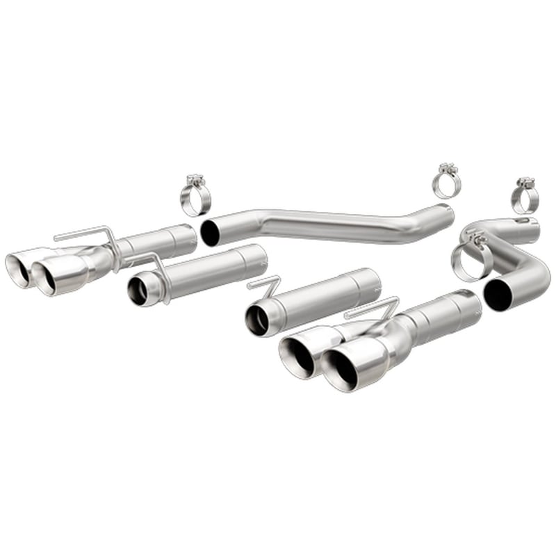 magnaflow 2015-2016 dodge challenger r/t 5.7l axle-back, ss, 2.5in, quad split rear 3.5in tip 19210