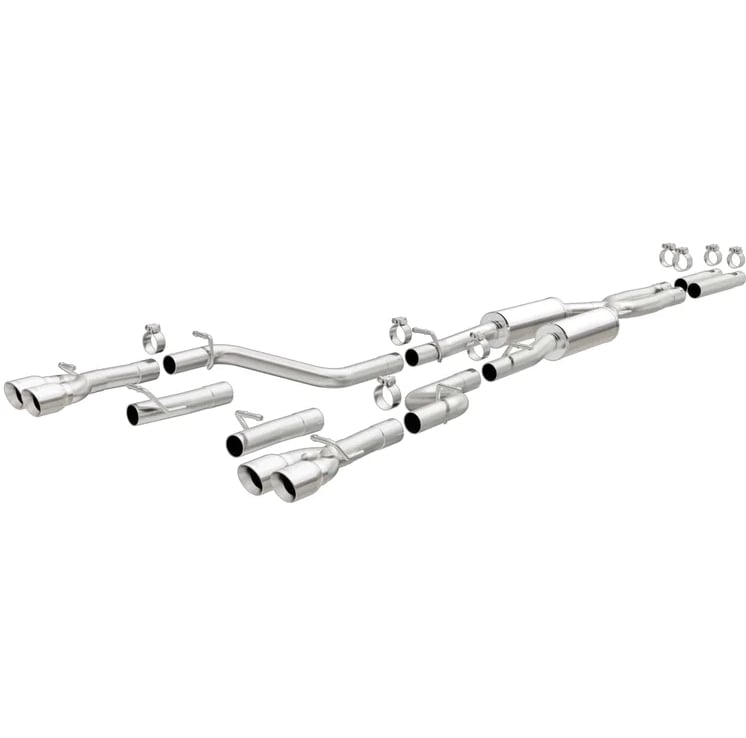 magnaflow cat-back, ss, 2.5in, quad split rear 3.5in tip 15-22 dodge challenger 3.6l v6 19217