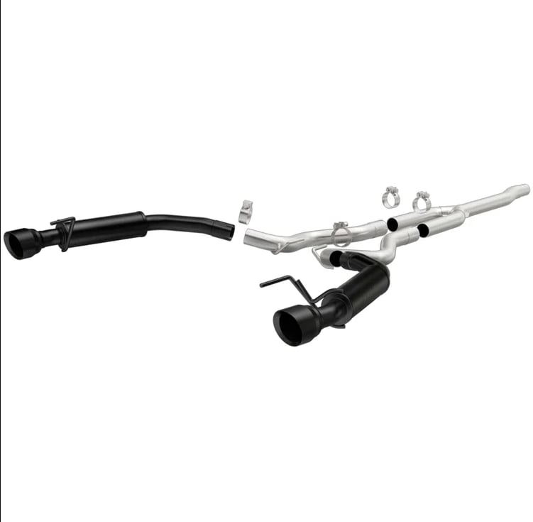 magnaflow cat-back 15-22 ford mustang 2.3l l4 competition ss 3in dual split rear 4.5in black tips 19256