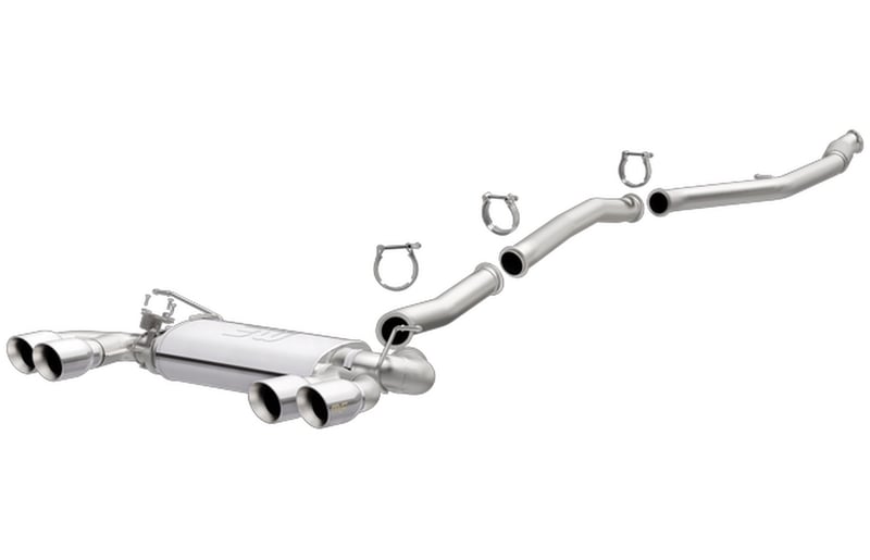 magnaflow 2016-2018 bmw m2 3.0l sport series catback quad split rear exhaust w/ polished tips 19333