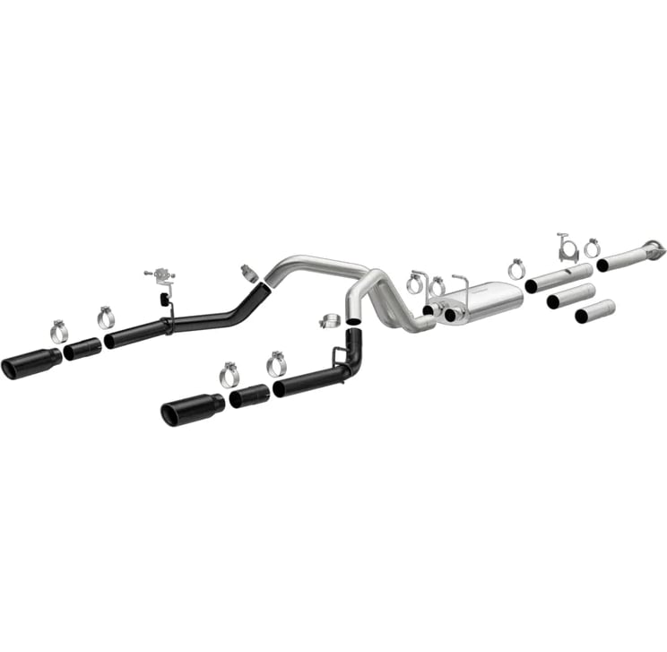 magnaflow 11-19 chevrolet silverado 2500/3500 hd v8-6.0l dual split cat-back exhaust w/black tips 19377