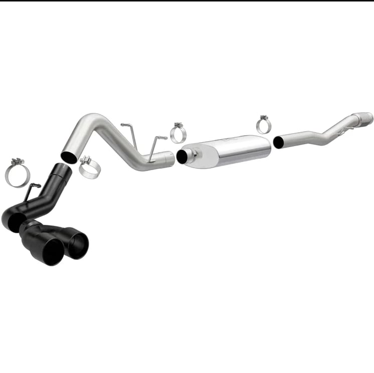 magnaflow catback 14-18 gmc sierra 1500 v8-6.2l polished stainless exhaust w/ black coated tips 19378