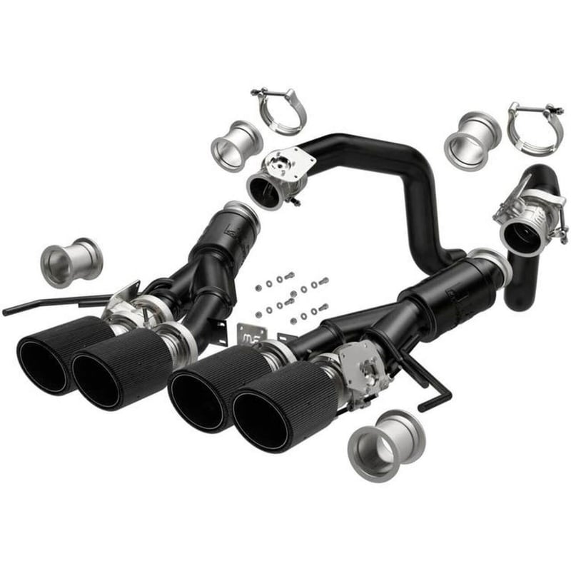magnaflow 14-19 chevrolet corvette v8 6.2l competition axle back w/quad carbon fiber tips 3in diameter performance exhaust system 19381