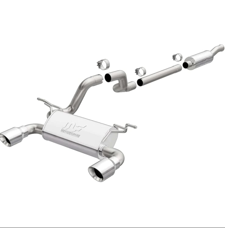 magnaflow 2018+ jeep wrangler 3.6l 409 ss dual split rear exit polished tips cat-back exhaust 19416