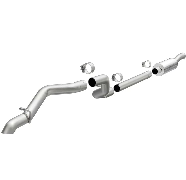 magnaflow cat back 2018 jeep wrangler 2.0l rock crawler series single exit stainless exhaust 19428