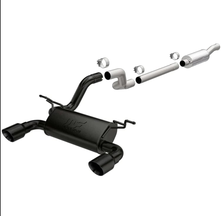 magnaflow cat-back 2018 jeep wrangler 2.0l dual black coated 4in tips 19437