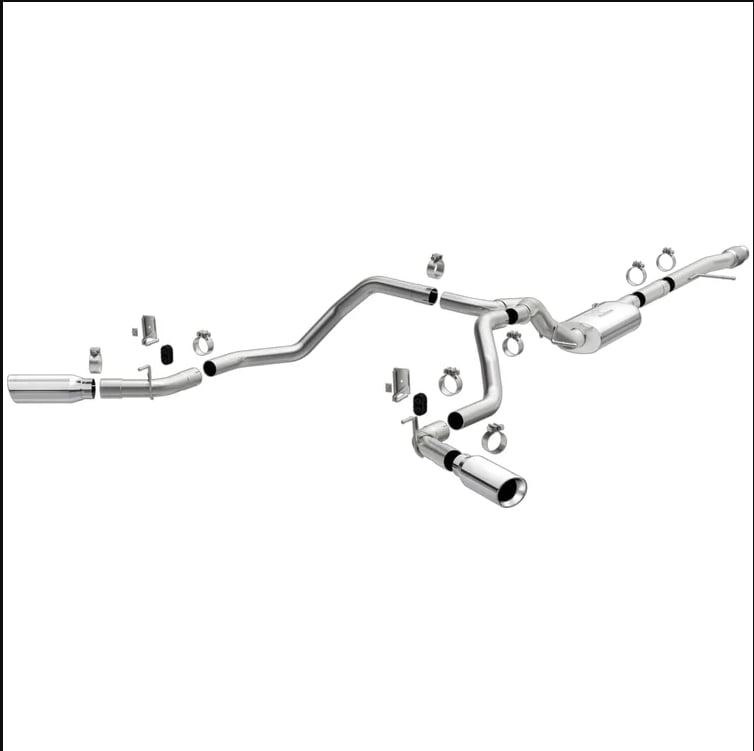 magnaflow 2019 chevy silverado 1500 v8 5.3l street series dual split exit exhaust w/ polished tips 19473