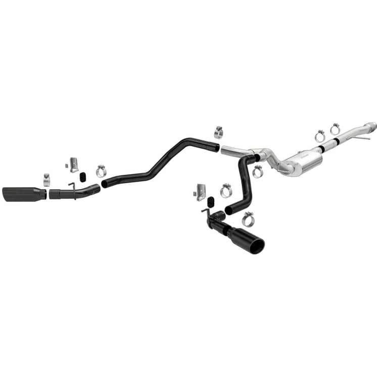 magnaflow 2019 chevy silverado 1500 v8 5.3l street series dual split exit exhaust w/ black tips 19474