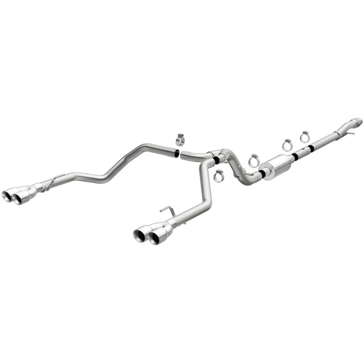 magnaflow 2019 chevy silverado 1500 v8 5.3l street series quad split rear exhaust w/ polished tips 19477