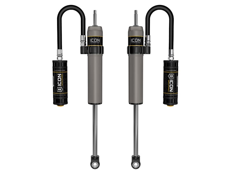 icon 2005-2024 ford super duty 4wd, 0-2.5" lift, front, v.s. 2.5 aluminum series shock absorbers, remote reservoir, pair 67800p