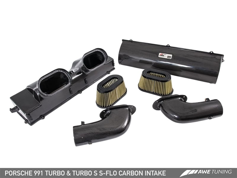 awe tuning porsche 991 (991.2) turbo and turbo s s-flo carbon intake 2660-13040