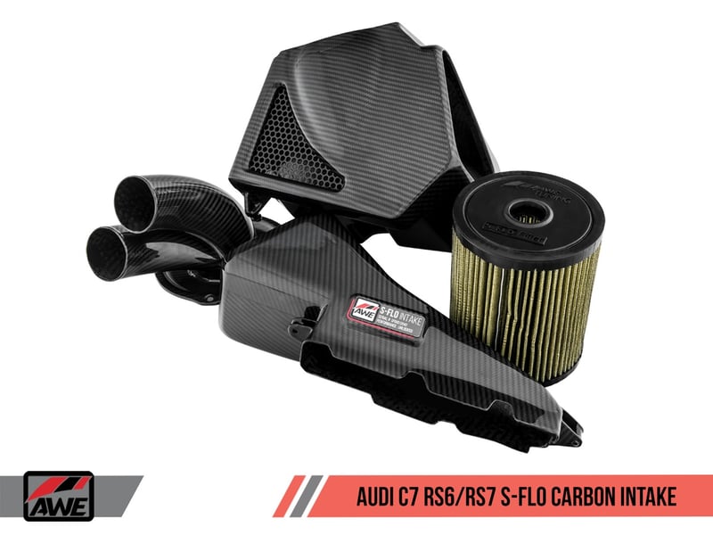 awe tuning audi c7 rs6 / rs7 4.0t s-flo carbon intake v2 2660-15012