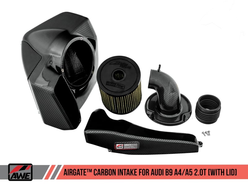 awe tuning audi b9 a4/a5 2.0t quattro carbon fiber airgate intake w/ lid 2660-15028