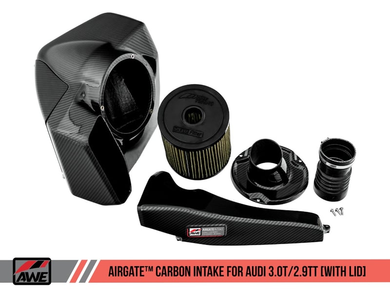 awe tuning audi b9/b9.5 s4/s5/rs5 3.0t carbon fiber airgate intake w/ lid 2660-15032