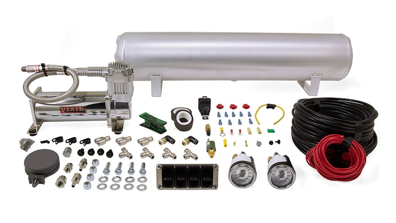 air lift 4-way manual control system 100% duty 1/4in line 4 gal. tank. 27666