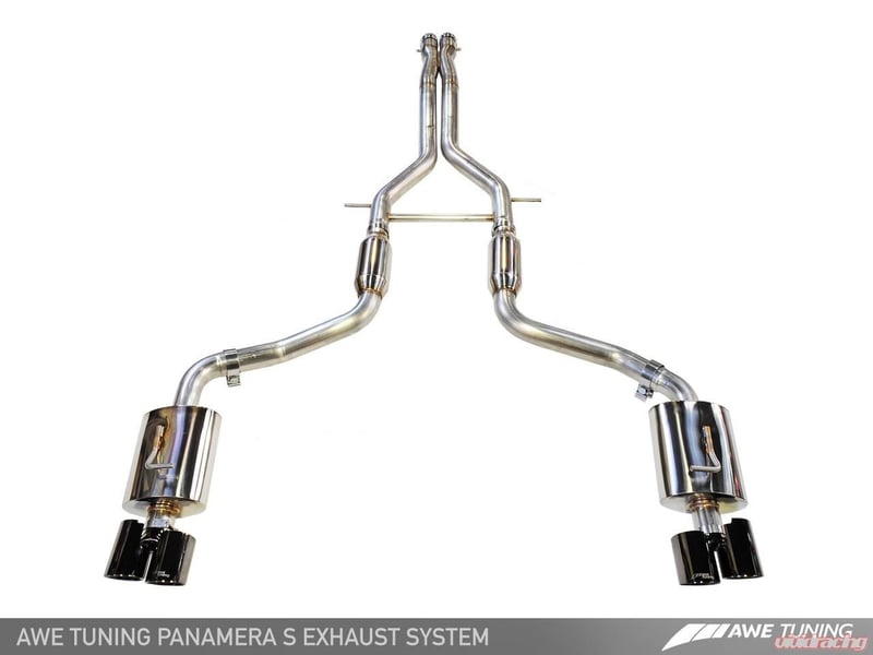 awe tuning 10-13 porsche panamera s/4s touring edition exhaust system - diamond black tips 3010-42034