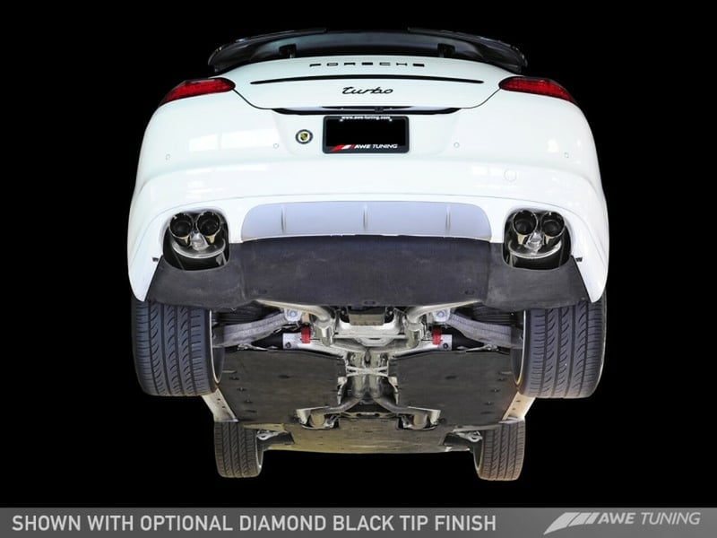 awe tuning 10-14 panamera turbo performance exhaust system touring edition polished silver tips 3010-42022