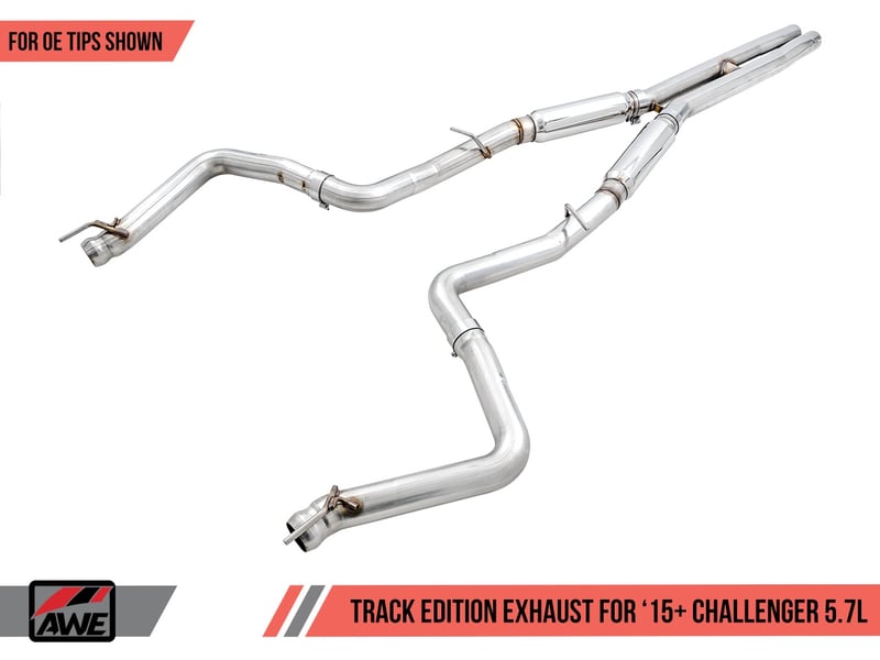 awe tuning 17-21 dodge challenger 5.7l track edition exhaust - stock tips 3015-11054