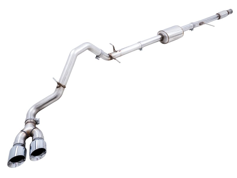 awe tuning 19-22 4th gen gm 1500 5.3l 0fg catback dual side exit (flat bumper) - chrome tips 3015-22207