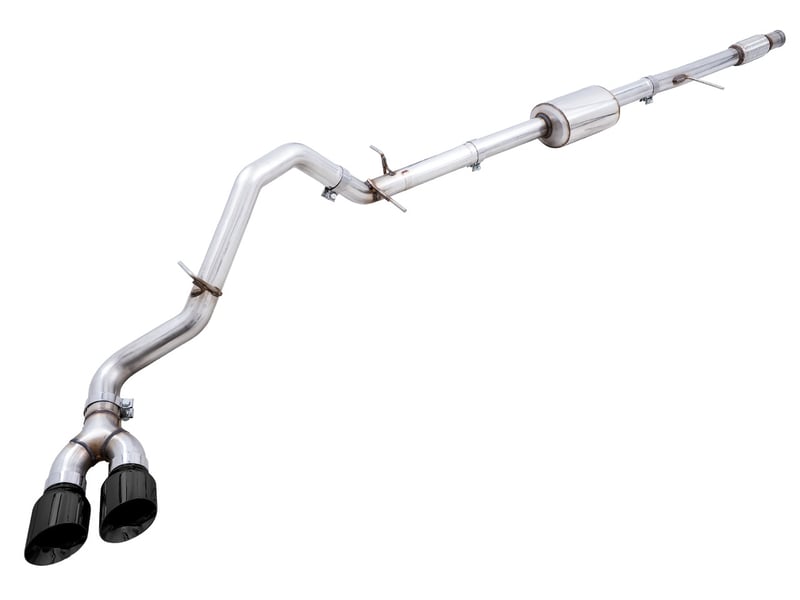 awe tuning 19-22 4th gen gm 1500 5.3l 0fg catback dual side exit (flat bumper) - diamond black tips 3015-23208