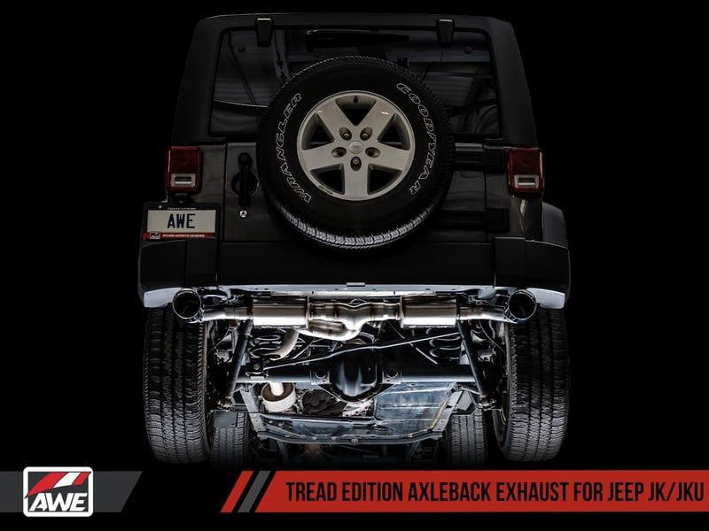 awe tuning 12-18 jeep wrangler jk/jku 3.6l tread edition axle-back dual exhaust - chrome silver tips 3015-32003