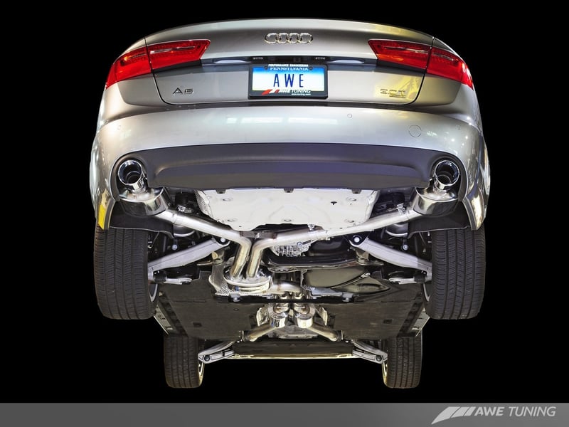 awe tuning 12-15 audi c7 a6 3.0t touring edition exhaust - dual outlet diamond black tips 3015-33052