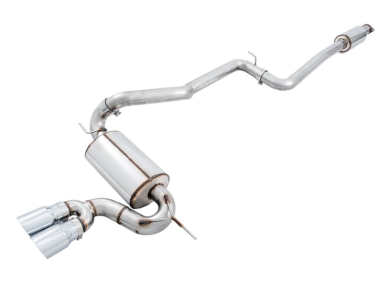awe tuning 13-18 ford focus st touring edition cat-back exhaust - resonated - chrome silver tips 3020-32038