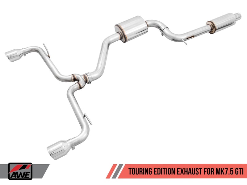 awe tuning 18-21 volkswagen gti mk7.5 2.0t touring edition exhaust w/chrome silver tips 102mm 3015-32096