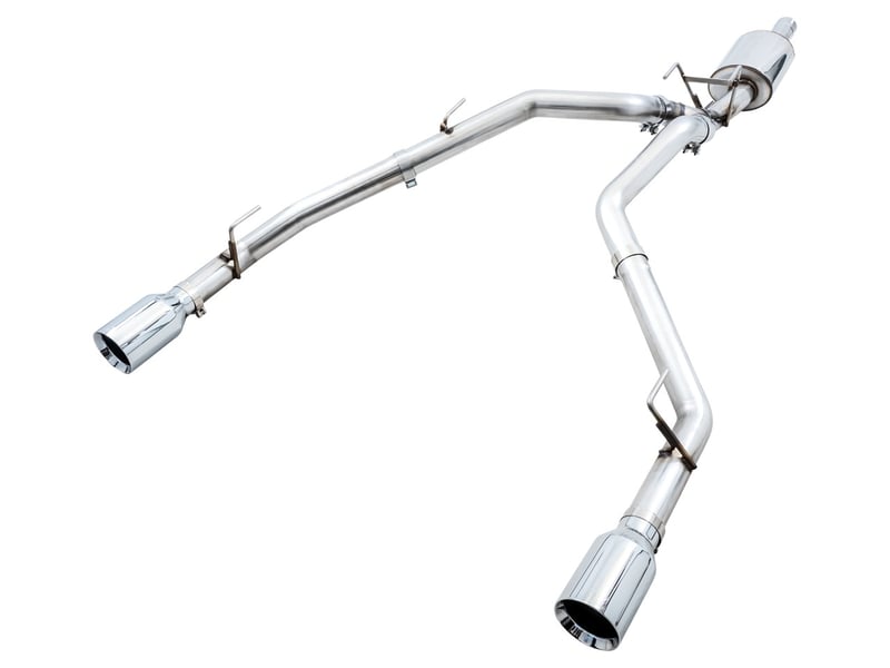 awe tuning 09-21 ram 1500 5.7l (w/o cutout) 0fg dual rear exit cat-back exhaust - chrome silver tips 3015-32101
